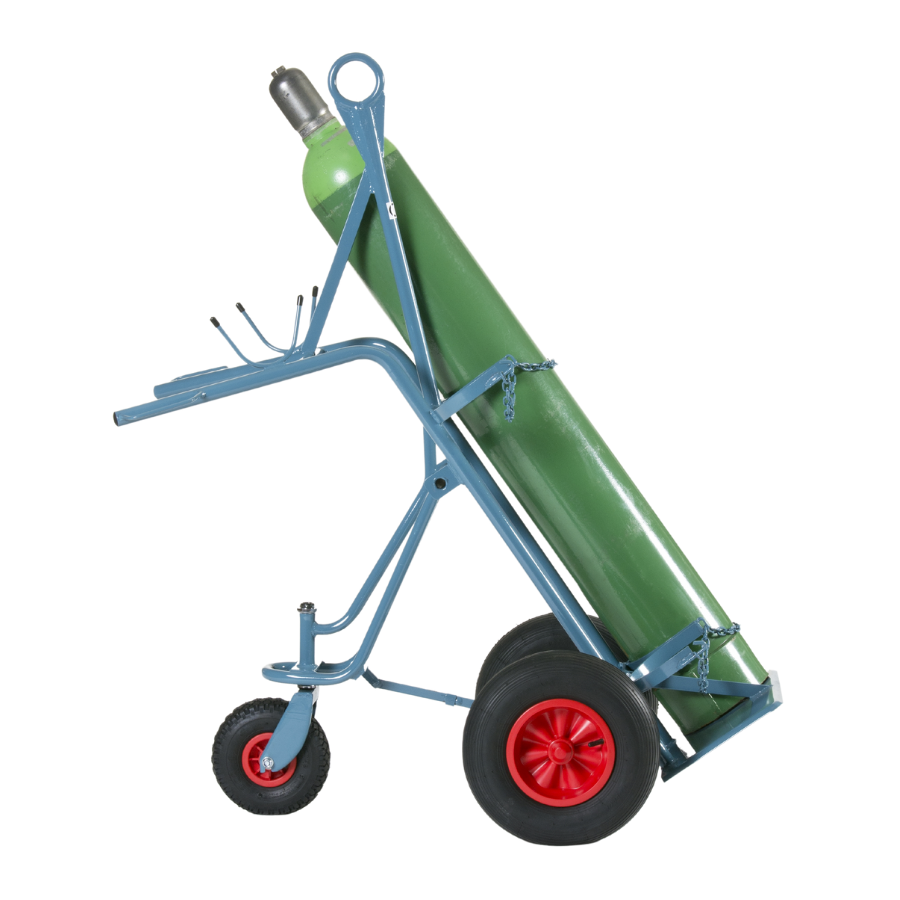 Flaschenwagen für 2× 50 Ltr, 229 mm Flaschen Luft-Räder - PrimeWelding