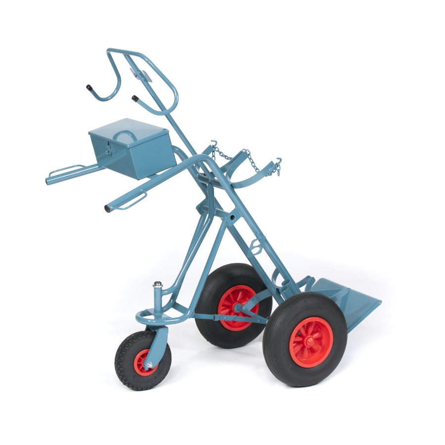 Flaschenwagen für 2× 50 Ltr, 229 mm Flaschen Luft-Räder - PrimeWelding