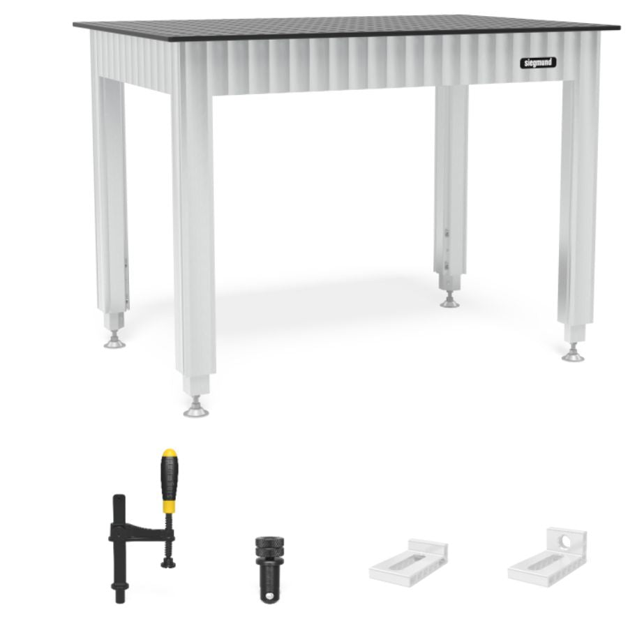 Siegmund Werkbank höhenverstellbar mit Stahlplatte 1200x800 inkl. Zubehör System 16 - PrimeWelding