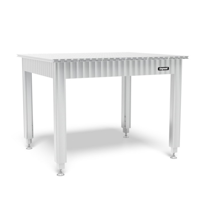 Siegmund Werkbank höhenverstellbar mit Alu Tischprofilen 1200x1000 System 16 - PrimeWelding