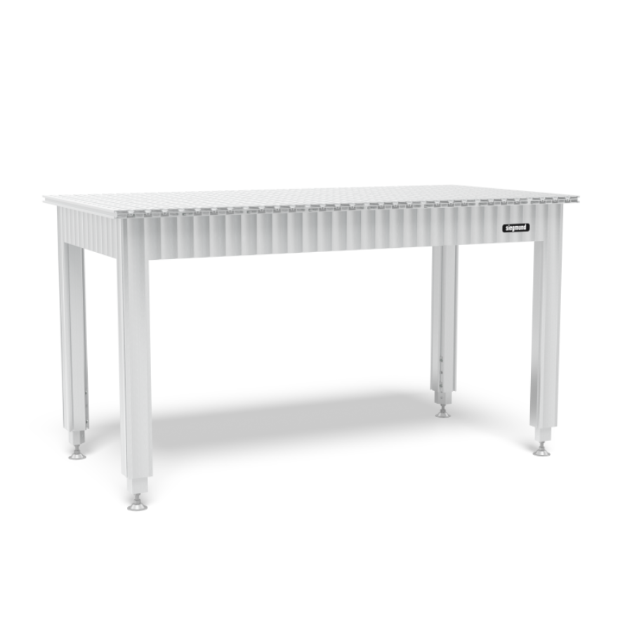Siegmund Werkbank höhenverstellbar mit Alu Tischprofilen 1600x800 System 16 - PrimeWelding