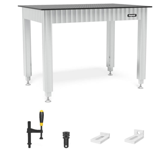 Siegmund Werkbank höhenverstellbar mit Stahlplatte 1200x800 inkl. Zubehör System 16 - PrimeWelding
