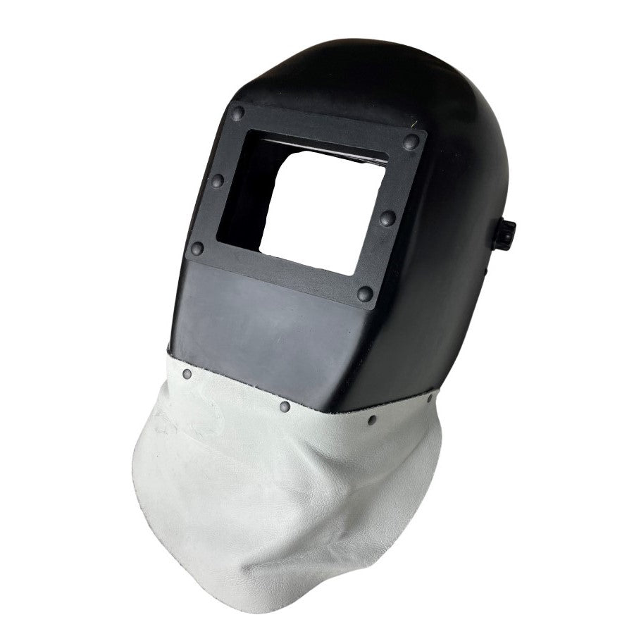 Kopfschild aus Glasfiber, schwarz mit Lederlatz - PrimeWelding